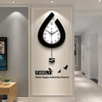 Garvee Orologio da Parete Moderno a Goccia d'Acqua in Ferro e Alluminio, Silenzioso e Preciso, 39x73cm, Nero