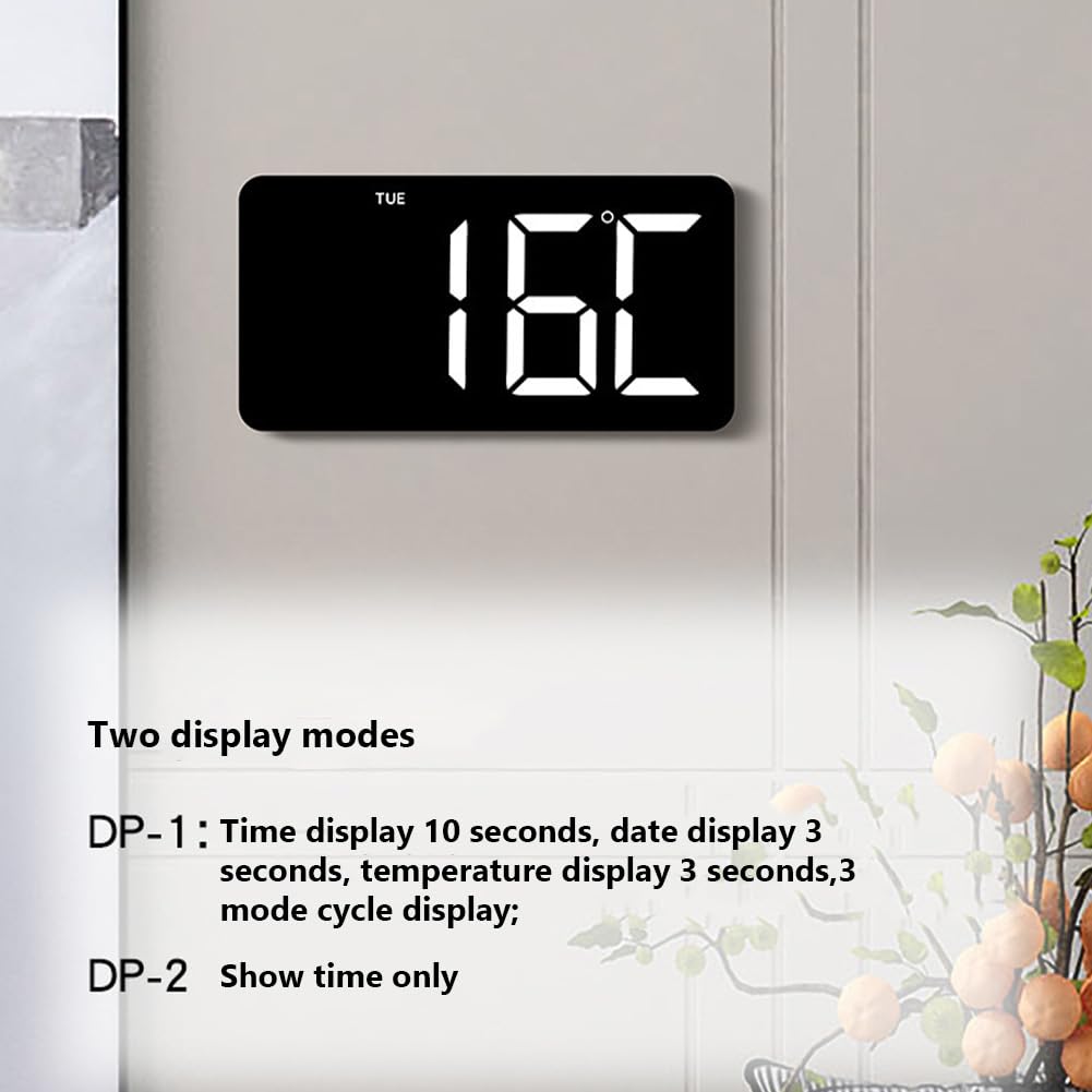 Garvee Orologio Digitale da Parete 10,5" LED con Telecomando, Display Multifunzionale, Timer, Plastica, Luminosità Regolabile, Bianco, per Cucina e Ufficio