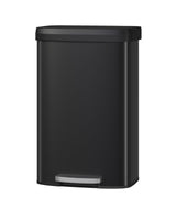 Pattumiera in metallo Garvee da 80 litri con coperchio, antiruggine, chiusura ammortizzata, maniglia ergonomica, nera, per cucina e ufficio, compatta e resistente - Nero
