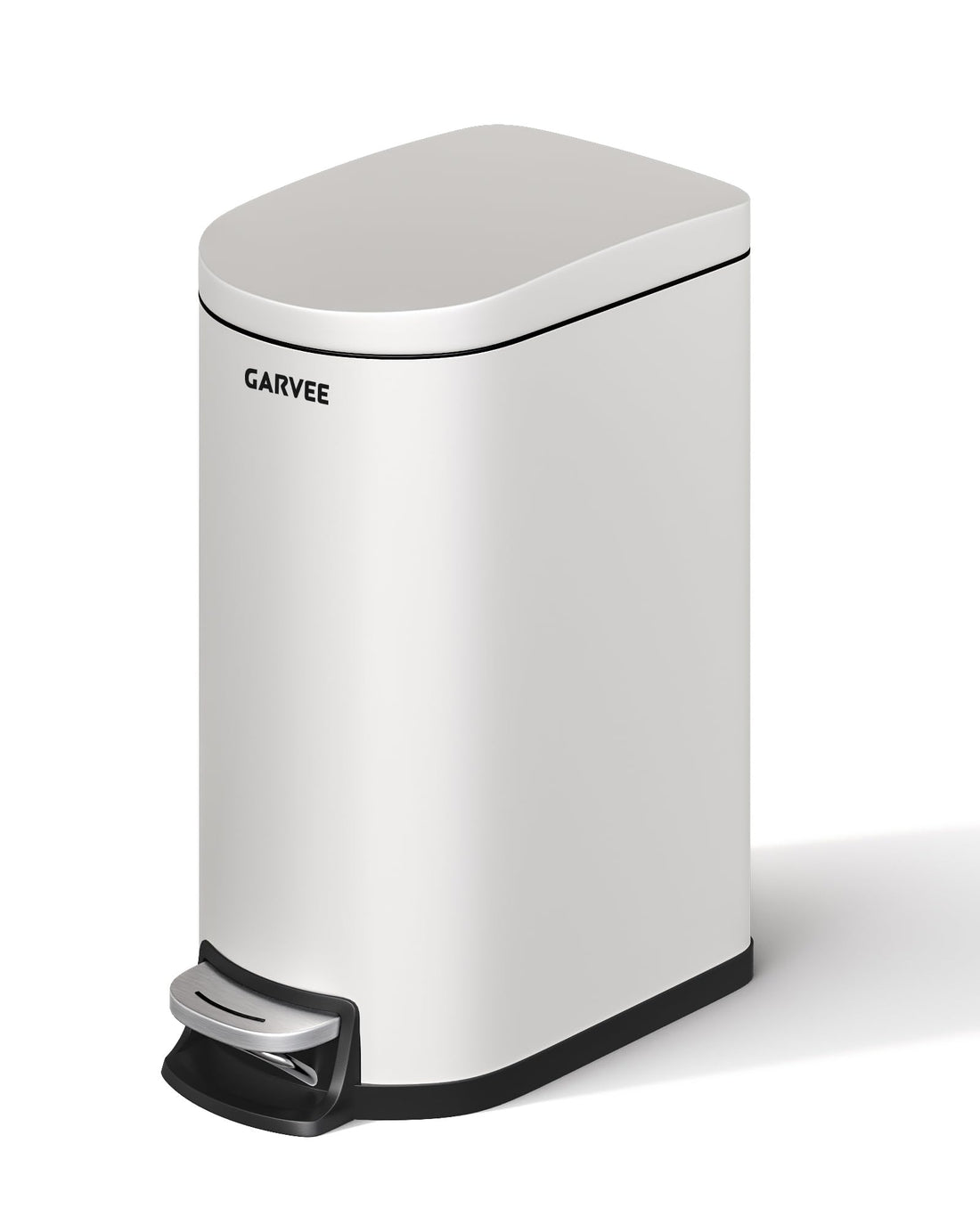Garvee Bidone Per Rifiuti Bagno 2,6 Galloni Acciaio Inox Bianco, Pedale Resistente, Design Salvaspazio