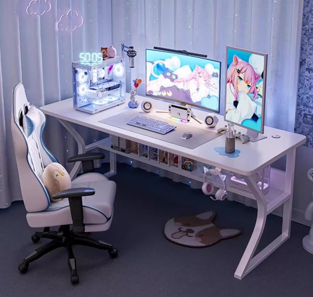 Scrivania per computer piccola Garvee da 31" con gancio per cuffie per camera da letto e ufficio, robusta e durevole, salvaspazio, struttura in acciaio e pannello denso di alta qualità, nera