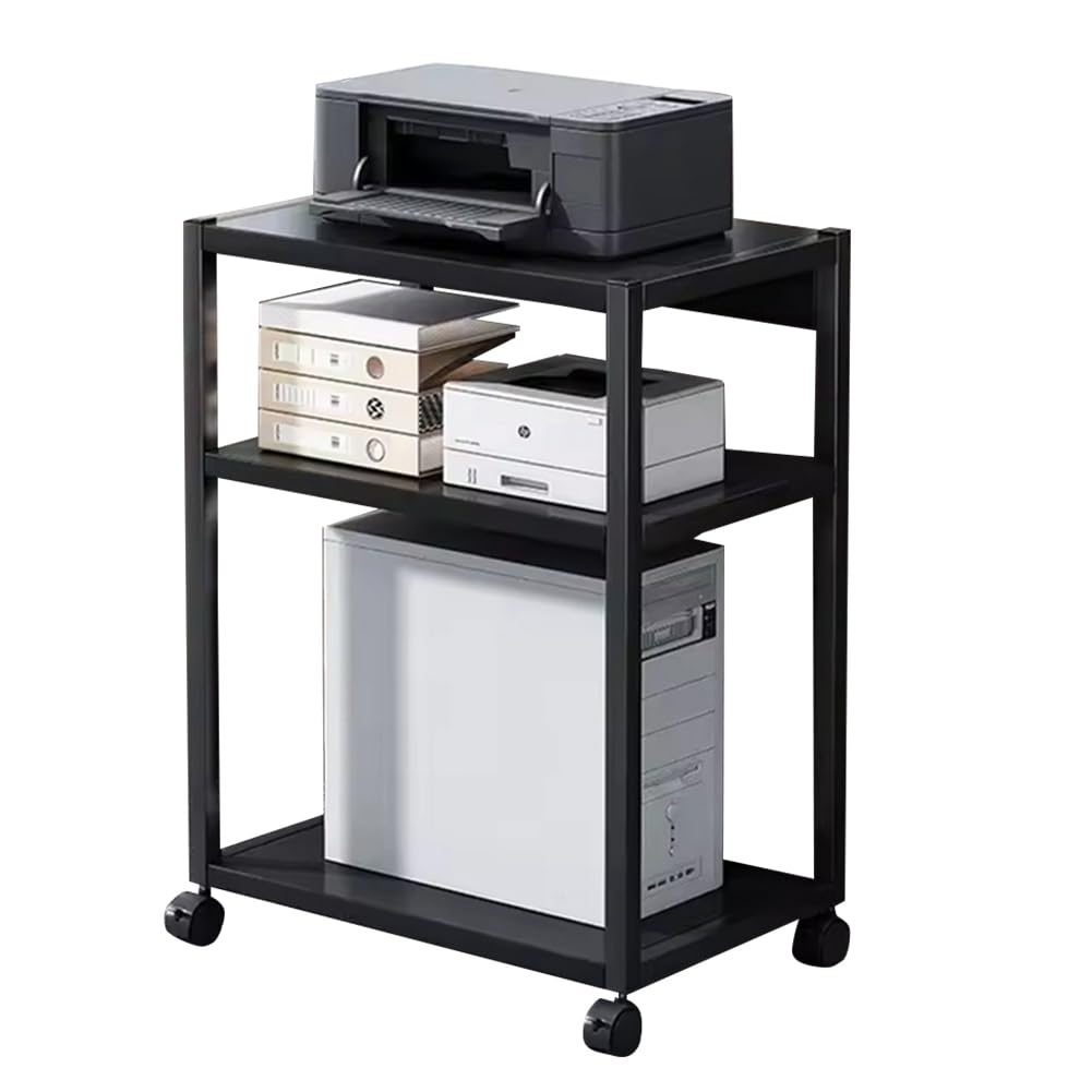 Supporto per PC Garvee a 3 livelli, altezza regolabile, con ruote, metallo, stabile, per ufficio e casa