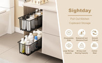 Garvee Set da 2 pezzi, organizer estensibile per mobili da cucina, robusto acciaio al carbonio, guide scorrevoli silenziose, per cucina e bagno, multifunzionale, salvaspazio