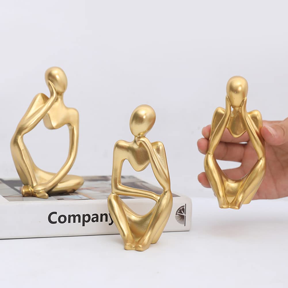 Garvee 3PCS Figurine Artistiche Astratte in Resina Nera - Design Moderno per Scrivania e Soggiorno, Miniature Pensatori, Dimensioni Compatte, Nero