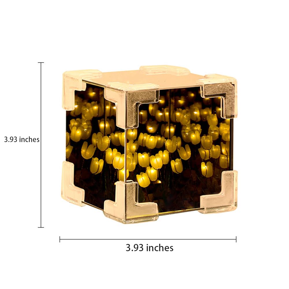 Garvee Lampada da Tavolo Notturna Tulipano DIY con Specchio LED, Luce Soffusa, Materiale Artigianale, per Camera e Scrivania, Blu, Rosa, Lilla, Mix