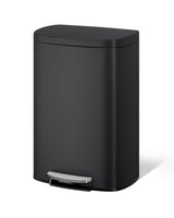 Pattumiera da cucina in metallo Garvee da 13 galloni e 50 litri con coperchio a chiusura ammortizzata e secchio interno per isola cucina, nera ed ergonomica - Nero