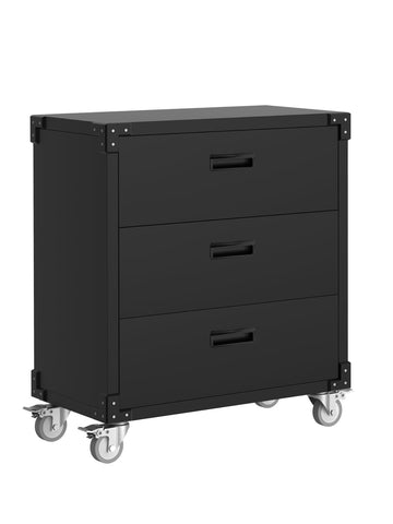 Mobiletto portautensili Garvee a 3 cassetti su ruote - Banco da lavoro in metallo resistente per officina e cantina, 31,5" L x 16,5" P, verniciato a polvere nero