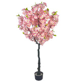 Garvee, pianta artificiale di legno di ferro brasiliano, albero da giardino da 6 piedi con 5 tronchi, flessibile, facile da mantenere, materiale PE, vaso elegante, casa moderna - Rosa