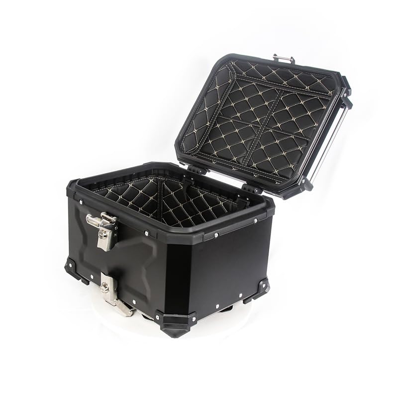 Garvee Valigia Moto 45L Bauletto Impermeabile in Alluminio per Viaggi in Moto, Serratura Sicura, Rivestimento Interno Rimovibile, Installazione Rapida, Nero