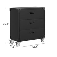 Mobiletto portautensili Garvee a 3 cassetti su ruote - Banco da lavoro in metallo resistente per officina e cantina, 31,5" L x 16,5" P, verniciato a polvere nero