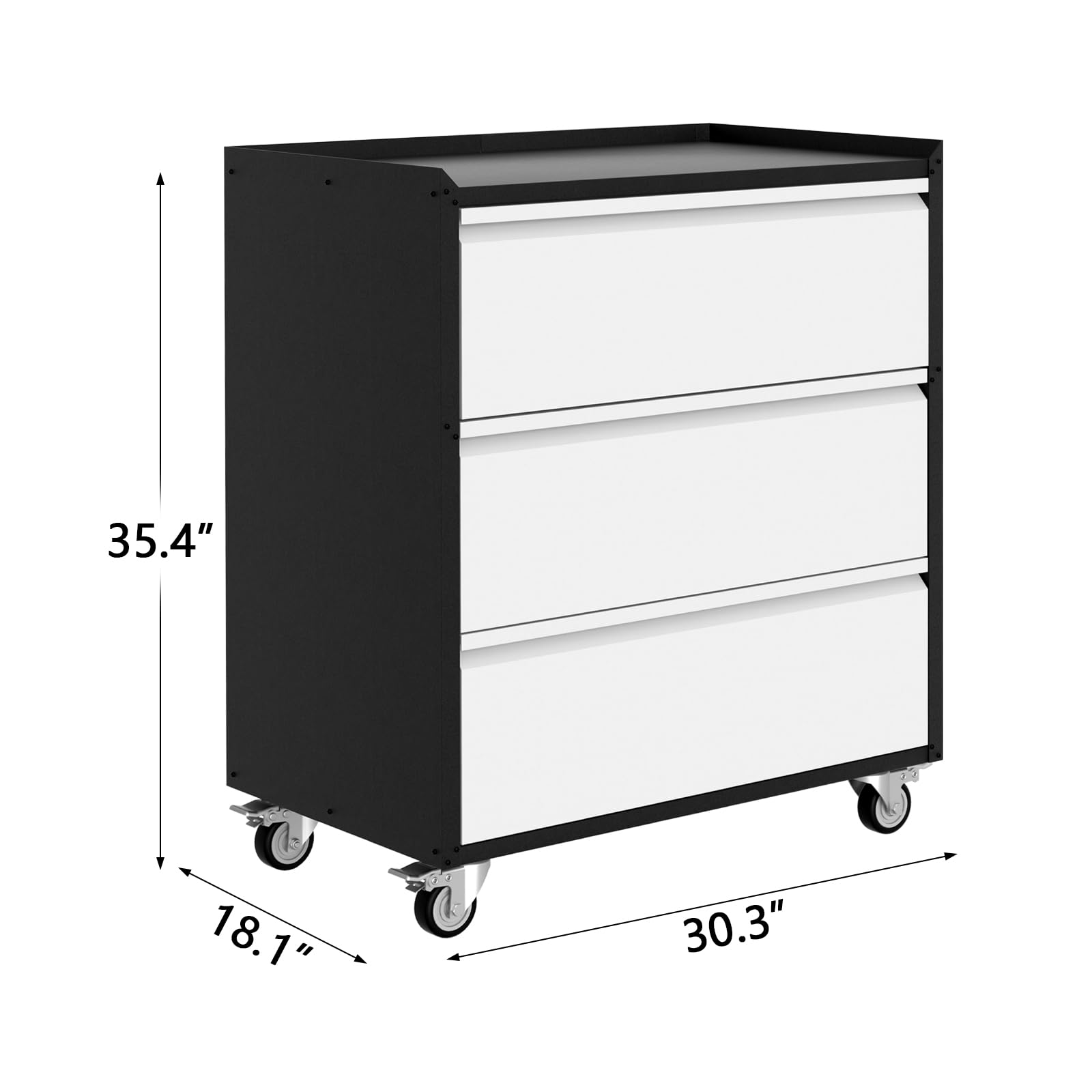 Armadio portautensili mobile in metallo Garvee con 3 cassetti, chiudibile a chiave, robusto, per garage e magazzino, mobile, grigio