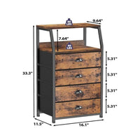 Cassettiera Garvee con 4 cassetti in tessuto e ripiano a 2 livelli per camera da letto, soggiorno, corridoio, 29x41x84,5 cm, bianco moderno