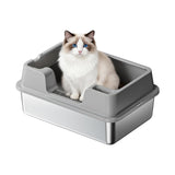 Garvee Lettiera Per Gatti In Acciaio Inox Grande 50x35x27cm Antiodore Impermeabile Facile Da Pulire - Grigio