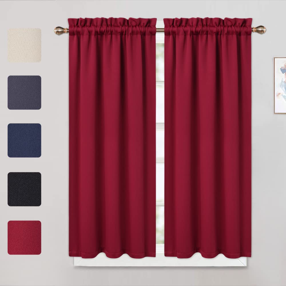 Tende oscuranti Garvee, 2 pezzi, 26x45 pollici, rosse, per soggiorno, cucina, camera da letto, termoisolanti