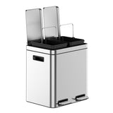 Pattumiera doppia Garvee 2x15L in acciaio inox con coperchio a chiusura ammortizzata e pedale per la raccolta differenziata dei rifiuti da cucina