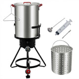 Garvee Friggitrice per Tacchino all'Aperto e Bollitore per Frutti di Mare 5000BTU, Regolatore 0-5 PSI, Alluminio, Termometro, Supporto Bruciatore, Kit Iniettore