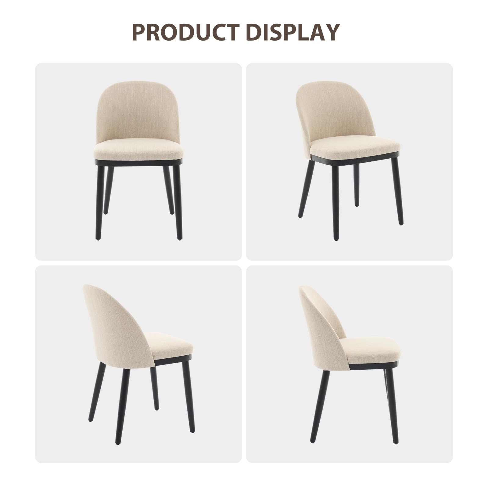 Sedie da pranzo imbottite Garvee, set da 2, beige, moderne, cuscini spessi, gambe in legno, schienale ergonomico, per cucina e bar