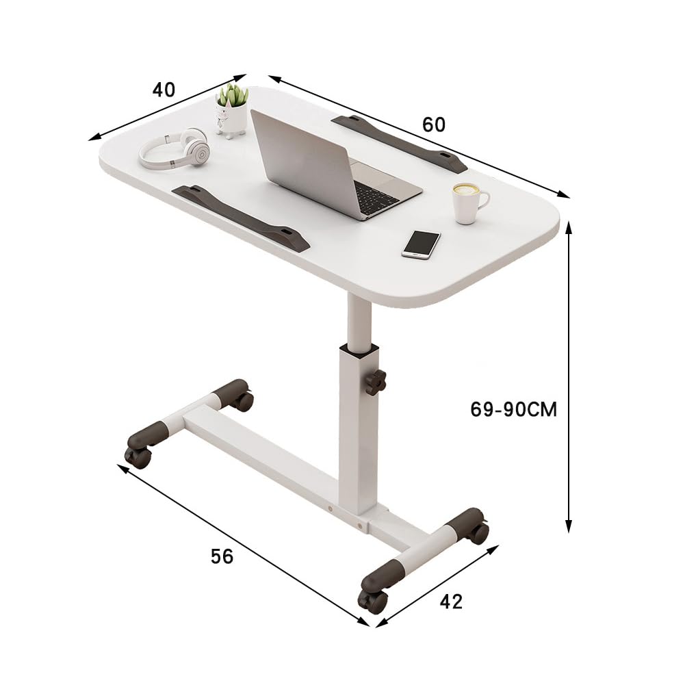 Tavolino da letto Garvee con ruote, altezza regolabile, pieghevole, struttura robusta, tavolo portatile per laptop, ufficio domestico, regolabile, nero