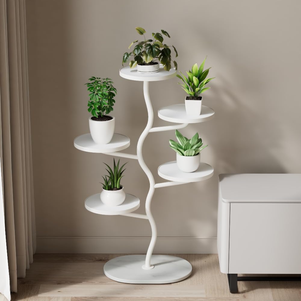 Supporto per piante da interno Garvee con ruote, multistrato, metallo antiruggine, design a rami per soggiorno e camera da letto, salvaspazio, nero