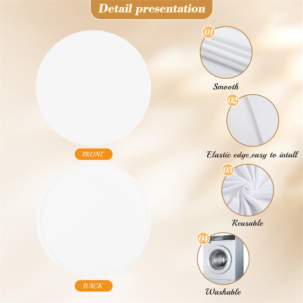 Garvee, telo copri-sfondo rotondo da 6,5 piedi, telo copri-arco per matrimonio, diametro 2 m, spandex elasticizzato bianco