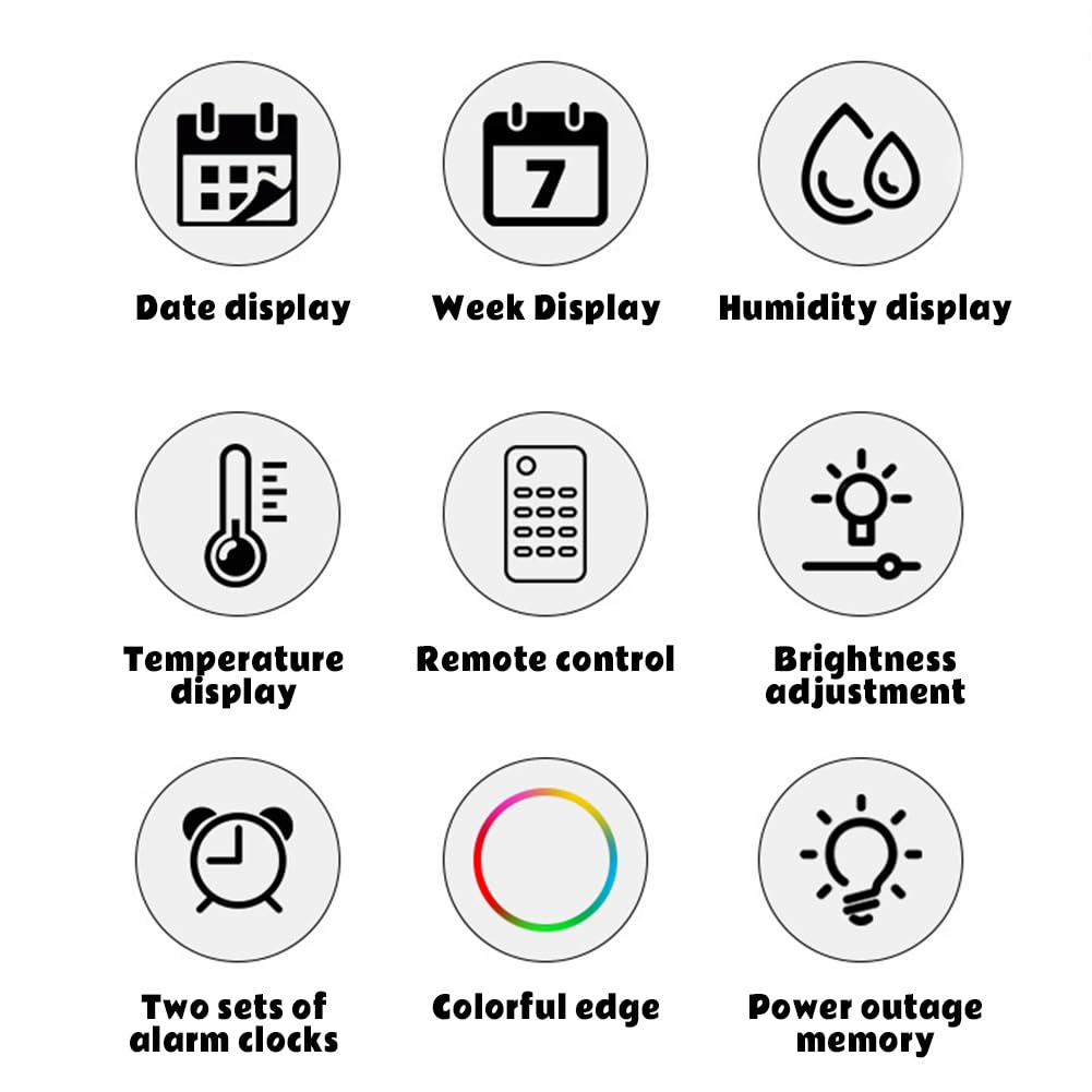 Orologio da parete digitale Garvee da 30 cm con data, settimana, visualizzazione della temperatura, giallo, elettronico per ufficio e casa