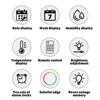 Orologio da parete digitale Garvee da 30 cm con data, settimana, visualizzazione della temperatura, giallo, elettronico per ufficio e casa