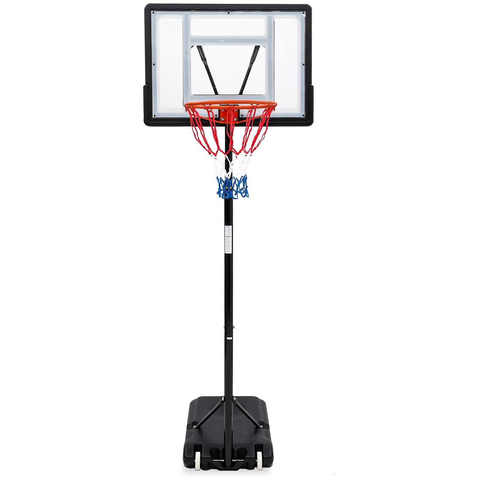 Canestro Basket Esterno Garvee Regolabile 5,2-7 Piedi - Tabellone HDPE 33" Infrangibile, Ruote, Acciaio Resistente Intemperie Giardino Cortile