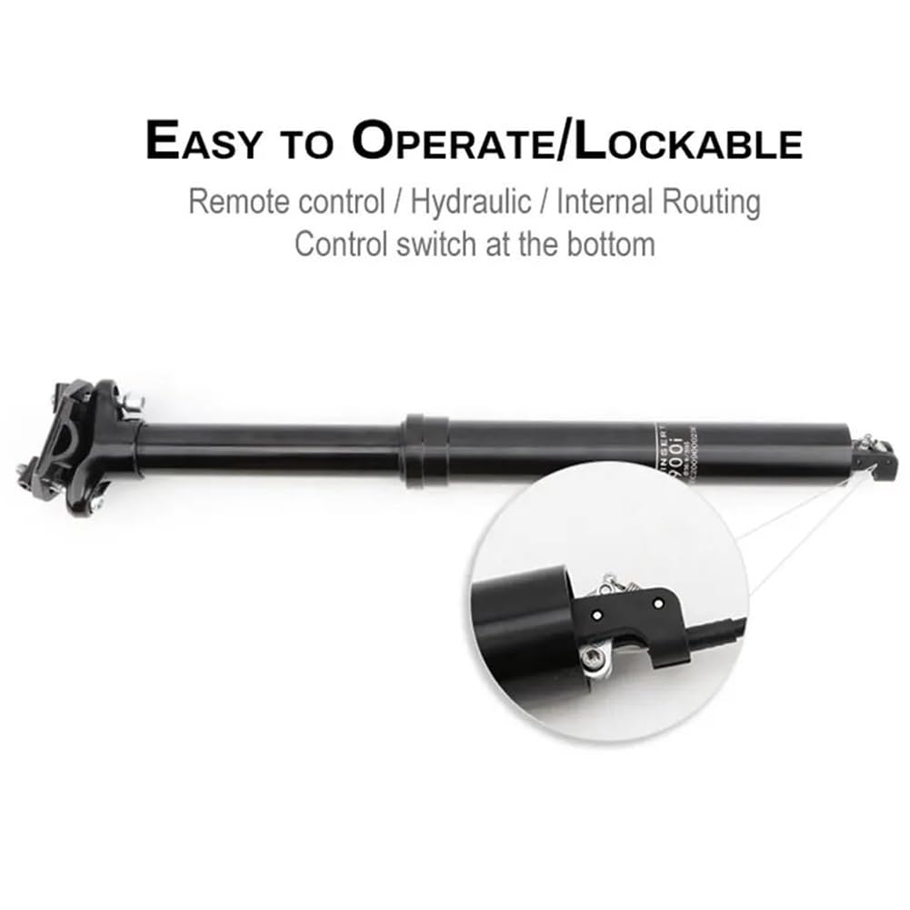 Reggisella telescopico Garvee da 31,6 mm per mountain bike, leva remota interna regolabile, escursione da 125 mm, robusto ed elegante