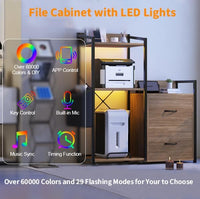 Supporto per stampante Garvee Industrial a 3 livelli con cassetti, luce LED, funzione di ricarica per l'organizzazione dell'ufficio, legno massiccio, robusto e con ampio spazio di archiviazione