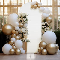 Garvee Set di 3 coperture per fondali ad arco bianco, in poliestere-spandex con cerniera inferiore, per decorazioni per matrimoni e feste, dimensioni 6-7,2 piedi