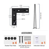 Gambe per mobili Garvee da 34 pollici - Gambe in acciaio resistente per soggiorno e ufficio, perfette per la regolazione e il rinforzo dei mobili
