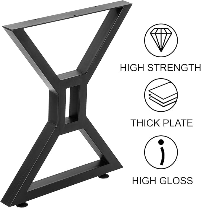 Gambe per tavolo in metallo Garvee a forma di X, 71 cm, nere, gambe robuste per mobili fai da te, carico massimo 400 kg, cuscinetti regolabili, 71 x 61 cm, set da 2