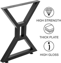 Gambe per tavolo in metallo Garvee a forma di X, 71 cm, nere, gambe robuste per mobili fai da te, carico massimo 400 kg, cuscinetti regolabili, 71 x 61 cm, set da 2