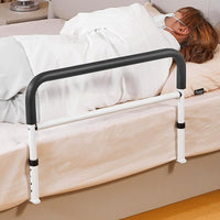 Sponda per letto Garvee per anziani, altezza regolabile 64x55x36,5~43,5 cm, nero e bianco, protezione anticaduta, robusta e sicura