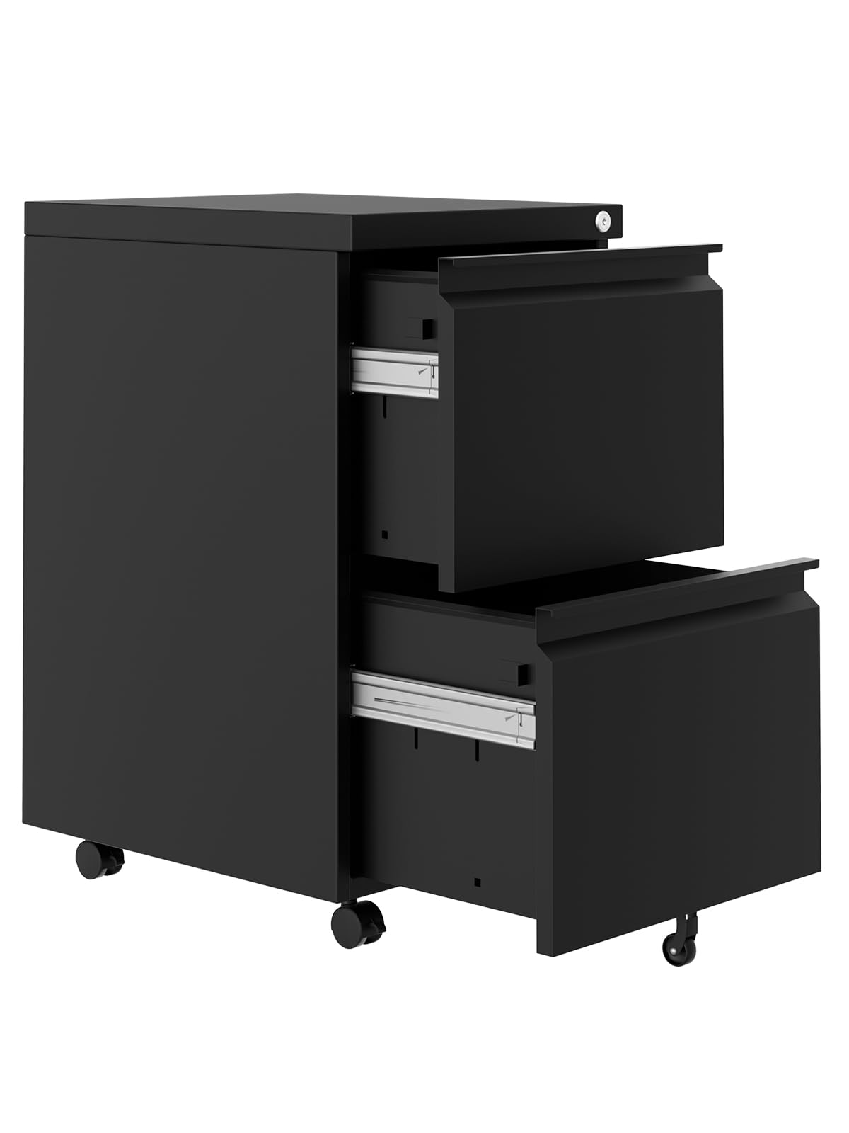 Mobiletto portadocumenti mobile Garvee a 2 cassetti con serratura, in metallo, mobile e robusto, per ufficio domestico, 23,6 pollici di altezza, 14,6 pollici di larghezza, 17,3 pollici di profondità
