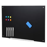 Garvee Lavagna in Vetro Temperato 91x61 cm - Superficie Scrivibile Magnetica, Design Senza Cornice, Montaggio a Parete, Ideale per Ufficio e Casa - 2Black