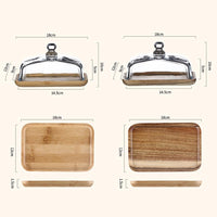 Burriera in legno Garvee con coperchio in vetro, rettangolare, in bambù, per dessert e dolci