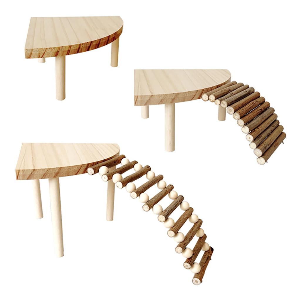 Garvee Piattaforma per arrampicata in legno per criceti, supporto in legno per criceti, giocattolo per arrampicata multilivello, legno naturale, marrone