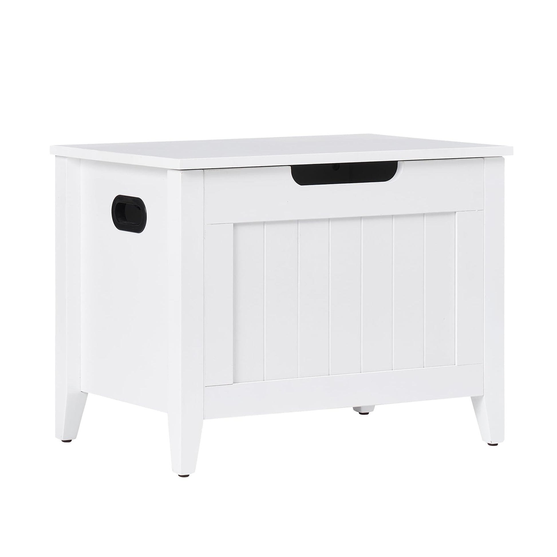 Panca portaoggetti Garvee con cerniere di sicurezza, panca portascarpe ribaltabile da 23,6", gambe in legno, bianca, per corridoio e soggiorno