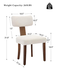 Sedie da pranzo Garvee, set da 2, rivestimento in tessuto, schienale ergonomico curvo, struttura in legno, antigraffio, beige, mobili per cucina e sala da pranzo