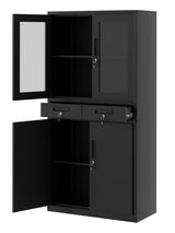 Armadio portaoggetti in metallo Garvee da 72" con cassetti e ante chiudibili a chiave per garage e officina, 72"x31,5"x16,5", acciaio verniciato a polvere, arrotolabile