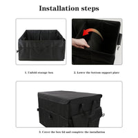 Garvee, grande contenitore pieghevole per auto da 60 litri con divisorio rimovibile, cinghie di fissaggio, materiale robusto per il bagagliaio, uso versatile, nero