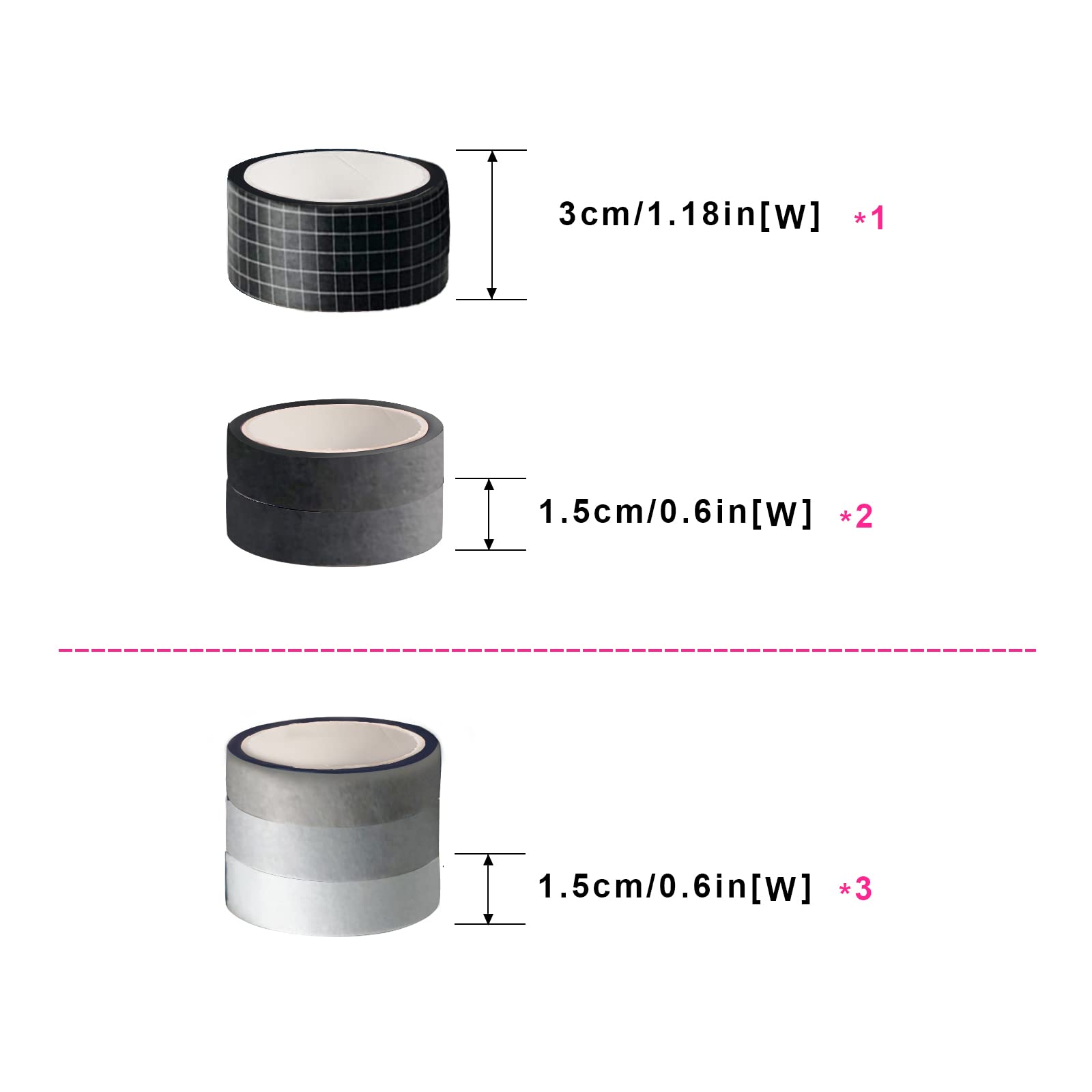 Garvee DIY Papierband Set 8 Rollen Scrapbooking Klebeband Schwarz Weiß Für Basteln & Journaling Vielseitig