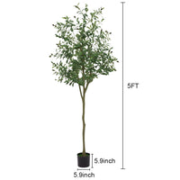 Albero di ulivo artificiale Garvee da 5 piedi con foglie e frutti realistici per soggiorno, camera da letto, ufficio, 150 cm, verde