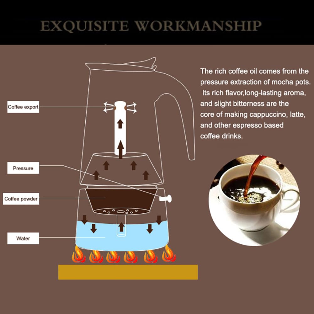 Caffettiera moka italiana GARVEE, 6 tazze, 300 ml, acciaio inossidabile, compatibile con induzione, classica, per cucina