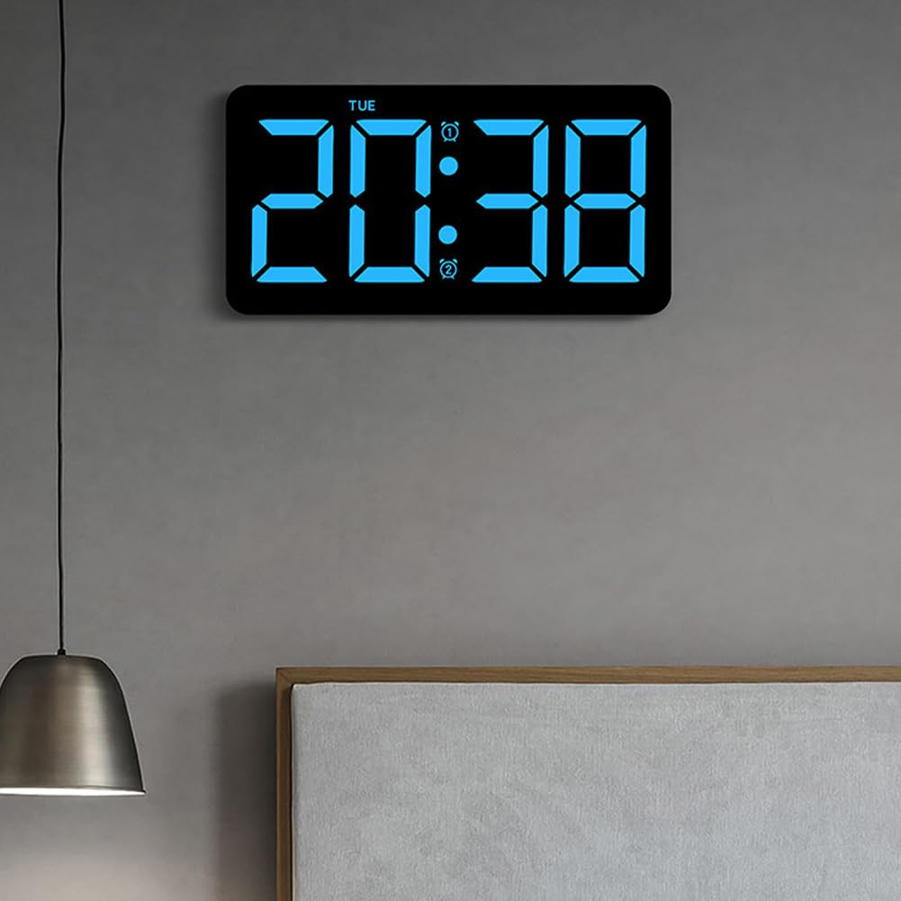 Orologio da parete digitale a LED GARVEE con telecomando, display di temperatura e umidità, 10,5 pollici, plastica, ampio display, soggiorno