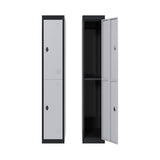 Garvee Armadio Metallo 183 cm con 2 Porte, Ripiani, Serratura, Acciaio Robusto Verniciatura Antiruggine per Ufficio e Palestra, Montaggio Senza Attrezzi, Grigio