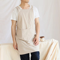 Grembiule da cucina in stile giapponese Garvee - Design incrociato sulla schiena con tasche per cucinare, cuocere al forno e fare giardinaggio, color cachi