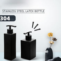 Dispenser di sapone Garvee nero opaco in acciaio inossidabile 304 quadrato da 12 once per cucina e bagno antiscivolo ricaricabile