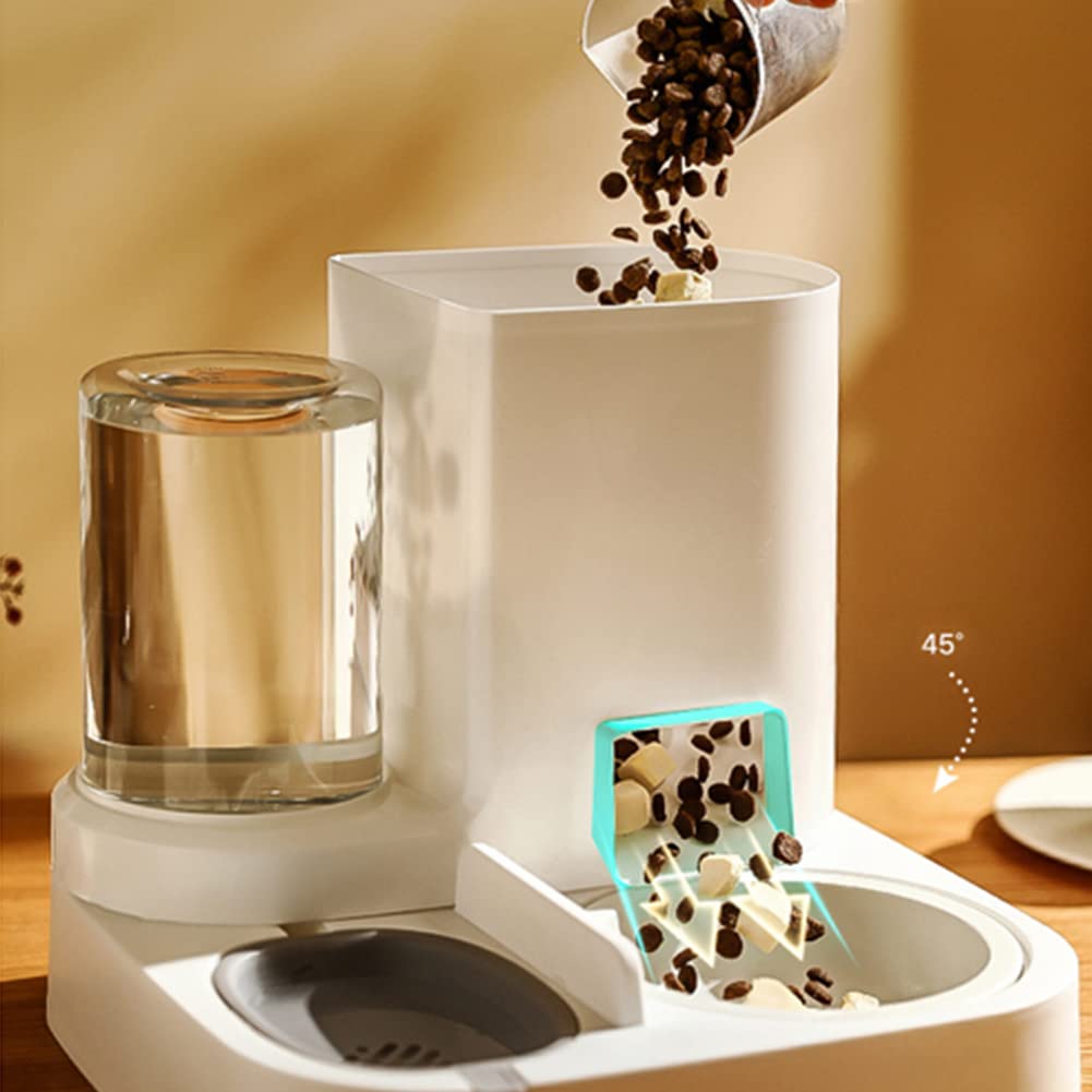 Garvee Distributore automatico di cibo e acqua 2 in 1 per cani e gatti, 2,2 l, grigio, accessorio da viaggio